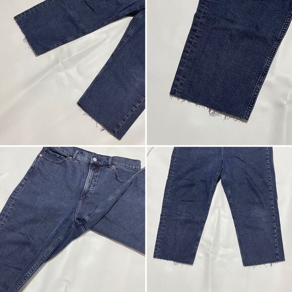 Express Mom Jean Size 8 Black Washed Stretch Cropped Raw Hem Denim - Picture 10 of 14